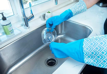 Glam Gloves, Latex Cleaning Gloves, Extra Long Gloves with Vinyl Cuff, Includes 2 Pairs of Gloves