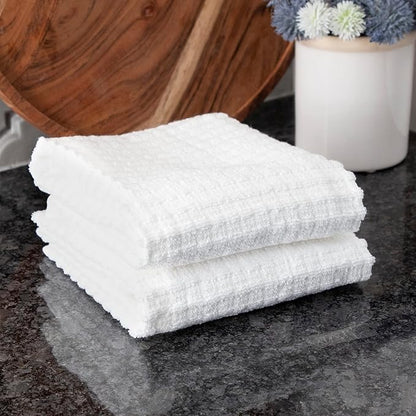 Ritz Royale Collection 100% Combed Terry Cotton, Highly Absorbent, Oversized, Kitchen Towel Set, 28" x 18", 2-Pack, Solid White