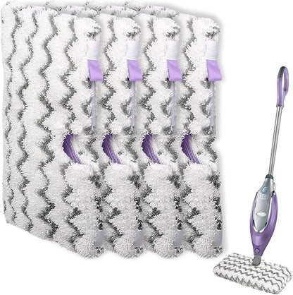 4 Pack Steam Mop Replacement Pads, Microfiber Steam Mop Pads with Scrub Strips, Compatible with Shark Steam Pocket Mop S3500 Series (S3501, S3601, S3901), Washable Pads for Sealed Hard Floors