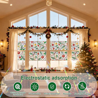 Rainbow Window Privacy Film,Heat Control,UV Blocking,Anti-Glare,Day & Night Privacy Protection & Decoration for Home, Bathroom,Glass Door,Static Cling,Renter-Friendly with Installation Tools