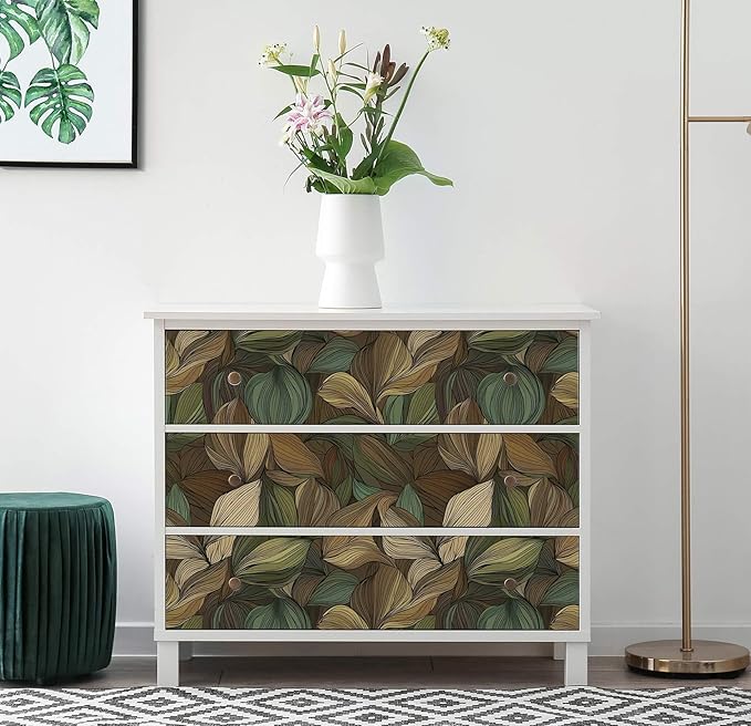 Tropical Leaf Wallpaper – Modern Botanical Peel and Stick Wallpaper for Accent Walls, Living Room & Bedroom Decor | Self Adhesive, Waterproof Vinyl, 17.7" x 118"