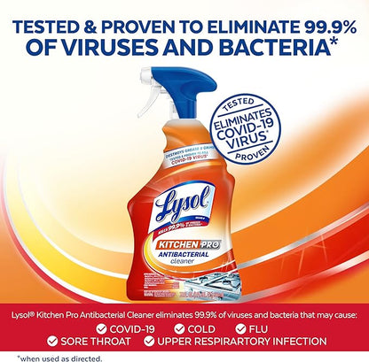 Lysol Kitchen Pro Antibacterial Cleaner Trigger, 22 Fl Oz (Pack of 2)