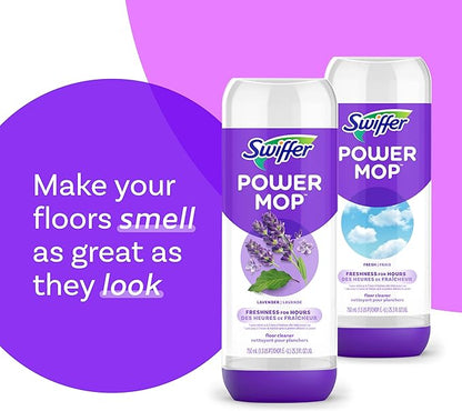 Swiffer Power Mop Refill Solution, Floor Cleaner for Mopping Tile, Vinyl, Laminate, Wood in Home, Bathroom, Kitchen, All Purpose Multi-Surface Solution for Floor Cleaning, Lavender Scent, 50.6oz