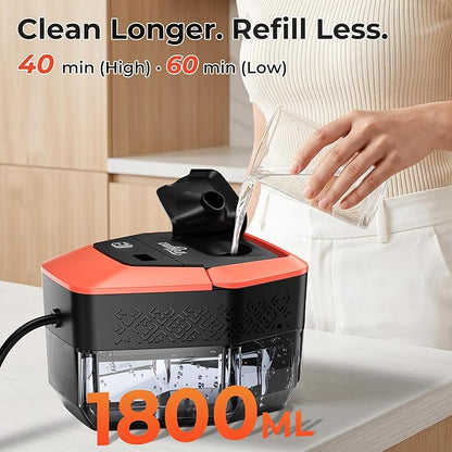 Steam Cleaner,1.9 Quart Tank,3-Level Adjustable Handle,2500W Portable Steamer with 4Bar High-Pressure & Temperature for Grout,Tile,Floor,Shower,Bathroom,Furniture Cleaning (12 Accessories)