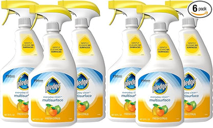 Pledge pH-Balanced Multisurface Cleaner Spray for Everyday Care,Fresh Citrus Scent,25oz,(Pack of 6)