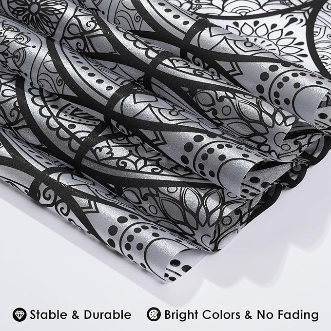 DKTIE Boho Stained Glass Look Window Privacy Film with Installation Tools, Decorative Frosted Glass Window Film Static Cling No Glue Removable, Pure Black, 17.7" x 78.7"