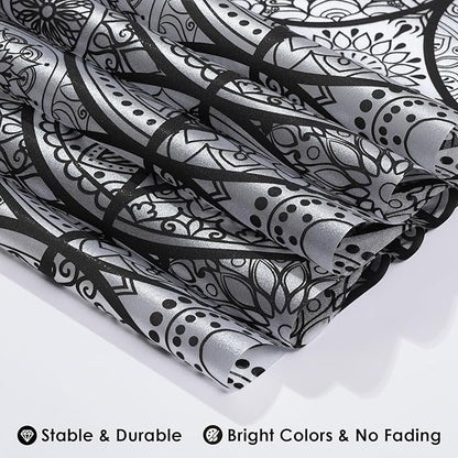 DKTIE Boho Stained Glass Look Window Privacy Film with Installation Tools, Decorative Frosted Glass Window Film Static Cling No Glue Removable, Pure Black, 17.7" x 118.1"