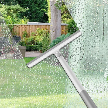WONDAY Shower Squeegee for Glass Doors Tile and Walls 2 Pack Squiggy Bathroom Windows with 360° Rotation Rubber Blade (Greengrey)