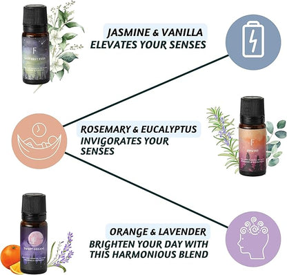Folkulture Sleep Essential Oils Set for Diffuser | Set of 3 Aromatherapy Oils for Relaxation & Bedtime | Lavender, Eucalyptus & Rosemary | Calm Home Fragrance & Self-Care Gift