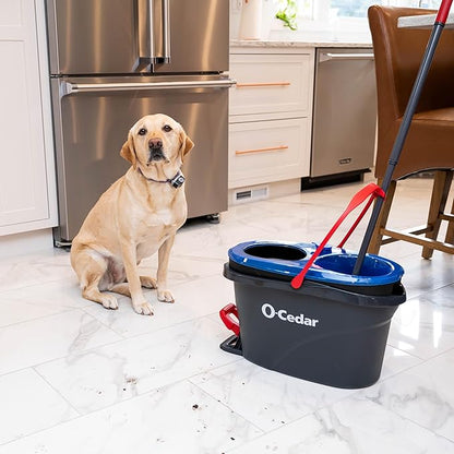 O-Cedar RinseClean Spin Mop & Bucket System + 1 Extra Mop Head | Clean with Clean Water | Removes 99% of Bacteria