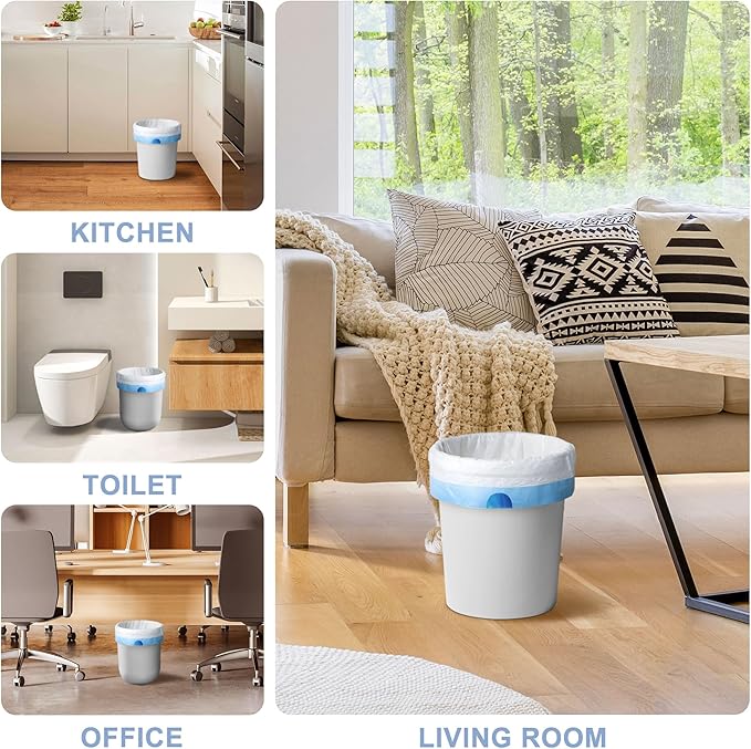 99 Count-Small Trash Bags,4 Gallon Trash Bag Drawstring,White Bathroom Garbage Bags,Tear-Free Garbage Bags,Plastic Wastebasket Liners for Toilet Home Office and Bedroom(White)