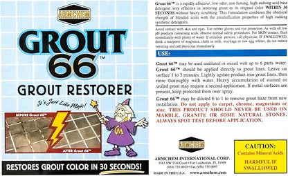 Grout66: Grout and Tile Cleaner with Low-Odor, Non-Fuming Formula Ideal for Heavy-Duty Cleaning, Quick Touch-Ups, and Tile Maintenance. This One Quart Kit ensures Effortless Cleaning.