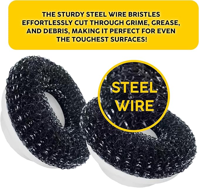 Synoshi Steel Brush Heads (2 Units) for Electric Spin Scrubber | Designed for Heavy-Duty Cleaning Tasks