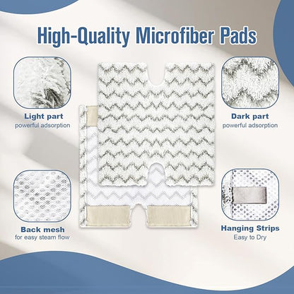 2 Pack Steam Mop Replacement Pads Compatible with Shark Genius Steam Mop S5003D S5002Q S5004 S6001W S6001WM S6002 & Lift-Away Pro Steam Mop S3973 S3973D S3973WM, Washable Microfiber Mop Pads Reusable