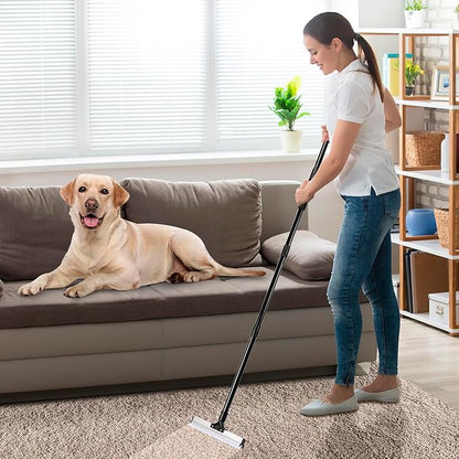 62" Carpet Rake for Pet Hair Removal – Adjustable Carpet Broom Bundle with Carpet Scraper & Hair Picker, Pet Hair Removal Tool for Dog & Cat Hair, Rug Rake Carpet Brush for Furniture & Carpets