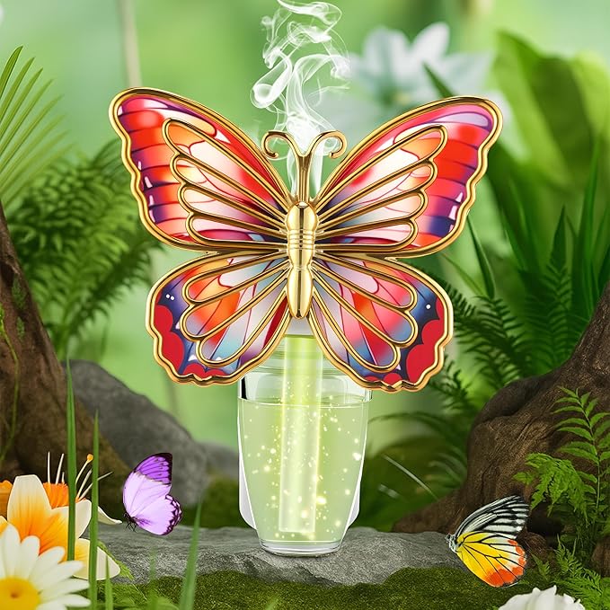 Hohean Wall Fragrance Plug in Compatible with Bath and Body Works WallFlower, Scent Diffuser with Night Light, ETL Certified, Long Lasting Scented Warmer Diffuser Home Office (Red Butterfly)