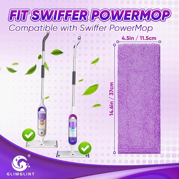 GLIMGLINT 16 Pack Reusable Microfiber Mop Pads Compatible with Swiffer PowerMop, 13 ''-15 '' Spray Mop- Washable Pads for Multi-Surface Floor Cleaning