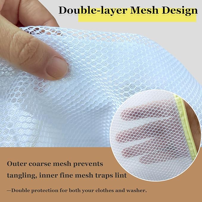 12x16 Inch Laundry Bags Mesh Wash Bags - 10Pcs, Durable Lingerie Bags for Washing Delicates, Medium Double-layer Washing Bags for Bras, Lingerie, Socks