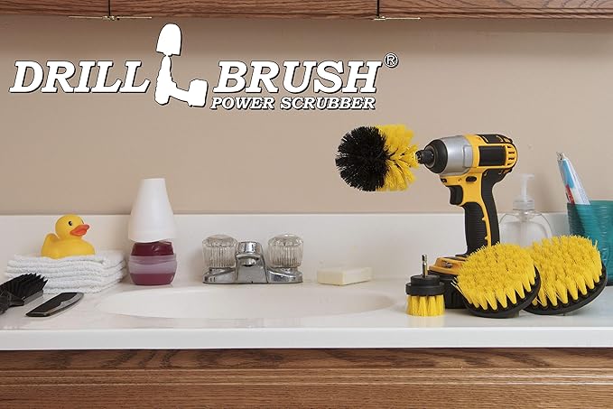Multipurpose Cleaner Paste and Power Scrubber Kit for Household Cleaning - Bathtub Cleaner - Toilet Brush Cleaning Products - Grout & Tile Cleaner - Hard Water Stain Remover - Bathroom Cleaning Tools