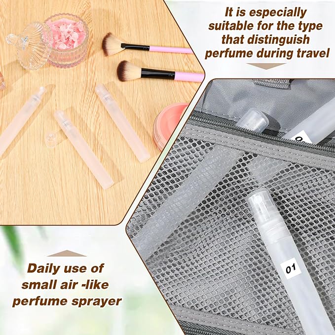Mozeat Lens 6 PCS 10ml Mini Spray Bottle Plastic Portable Travel Bottle Fine Mist Refillable Mini Perfume Sample Bottles Clear Plastic Spray Bottle Empty for Cleaning Travel Essential Oils