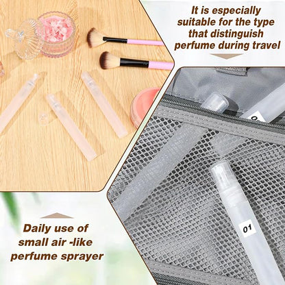 Mozeat Lens 6 PCS 10ml Mini Spray Bottle Plastic Portable Travel Bottle Fine Mist Refillable Mini Perfume Sample Bottles Clear Plastic Spray Bottle Empty for Cleaning Travel Essential Oils