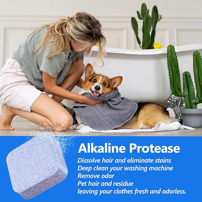 Washing Machine Cleaner-36Pack-18 Month Supply,Washer Machine Cleaner Tablets Formulated For Pet Owners,Easy Pet Hair Remover for Laundry,Compatible with HE, Top & Front Load Washer.Septic Safe
