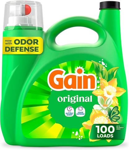 Gain Liquid Laundry Detergent, Original Scent, 154 fl oz, 107 Loads, Freshness + Odor Fighting, High Efficiency Washing Machine Liquid Cleaning Soap