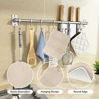 2pcs Large Size Dish Drying Mats with Hanging Loop, 24*18 Inch Absorbent Microfiber Dishes Drainer Mats, Reusable Washable Dish Drying Pad for Countertop (Beige)