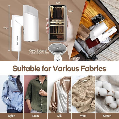 HubiCare Dual Voltage 120V - 220V Portable Handheld Steam Garment Steamer Foldable: Effortless Wrinkle Clothes Steam Iron Removal 25-Second Fast Heat-up, 1000W, Home & Travel