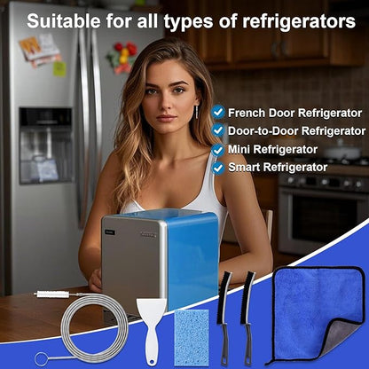 XANGNIER 6PCS Refrigerator Cleaning Brush Set – Complete Deep Clean Kit for Fridge Maintenance, Including Drain Holes, Door Seals, Shelves & Tight Spaces – Flexible, Durable Household Cleaning Tools