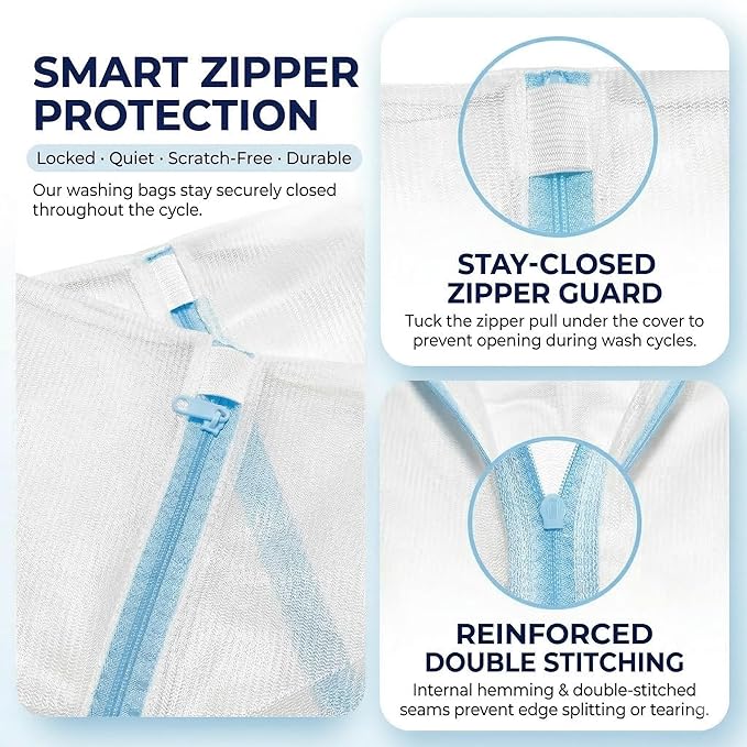 6 Pack Mesh Laundry Bags for Delicates with Auto-Lock Zipper, Durable Fine Washing Bag for Lingerie, Socks, Baby Clothes, Reusable Garment Bags for Travel, Storage & College Dorm (1L 2M 2S 1Bra Bag)