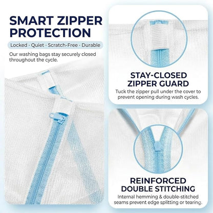 6 Pack Mesh Laundry Bags for Delicates with Auto-Lock Zipper, Durable Fine Washing Bag for Lingerie, Socks, Baby Clothes, Reusable Garment Bags for Travel, Storage & College Dorm (1L 2M 2S 1Bra Bag)