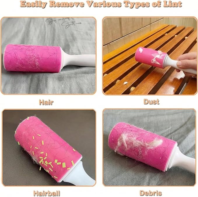 Washable Gel Lint Roller 2 Pack, Reusable Sticky Lint Roller Portable Pet Hair Remover Cleaner for Clothes, Travel, Home, Large with Cover