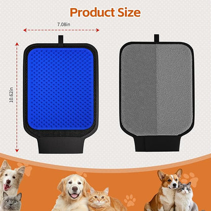 2 in 1 Pet Hair Removal Glove, Upgraded Pet Hair Remover Tool with Wrist Strap, Gentle Shedding Silicone Brushes for Dogs & Cats, Efficient Pet Hair Gloves for Couch Carpet Clothing (Blue)