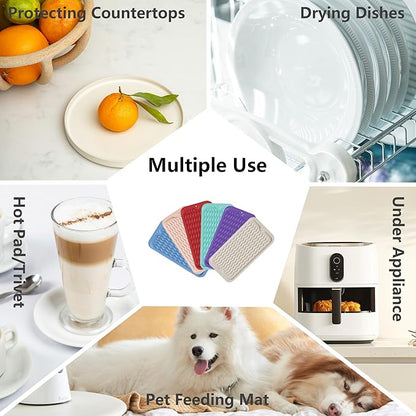 ZLR Silicone Sponge Holder & Sink Caddy Tray (6" x 12") - Narrow Dish Drying Mat for Kitchen Counter - Waterproof Soap Dispenser Organizer, Non-Slip Bathroom Vanity Tray (Coffee)