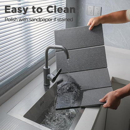 2PCS Stone Drying Mat for Kitchen Counter, Stone Dish Drying Mat - Diatomite Water Absorbing Drying Stone for Kitchen Counter Mat, Quick Dry Stone Mat Kitchen for Cups Dishes Bottles.