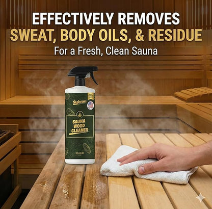 Sauna Wood Cleaner 32 oz | Made in the USA | Sauna Spray removes Stains, Sweat & Odors | Fast-Drying & Streak-Free Formula | Natural Wood Cleaner | Long Lasting