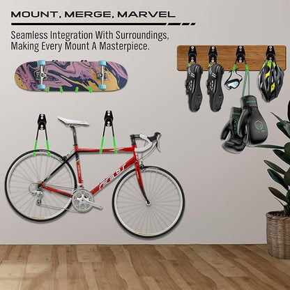 Garage Tool Storage Wall Hook Assortment Set: 15PCS Heavy Duty Large Hanger Garden Tool Organizer Ladder Bike Rack Yard Tool Holder Shed Shovel Metal Screw Organization Bicycle Steel Bracket, Green
