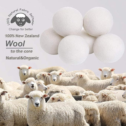 Budieggs Wool Dryer Balls Organic XL 6-Pack, 100% New Zealand Wool Chemical Free Fabric Softener for 1000+ Loads, Baby Safe & Hypoallergenic, Fabrics Soft and Fluffy Naturally