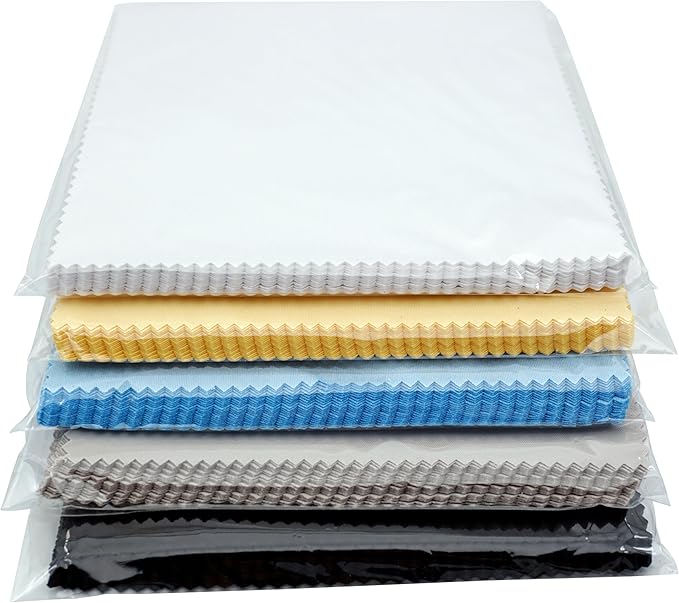 AAwipes Eyeglasses Cleaning Microfiber Cloths Bulk (5.5"x5.5", 5 Colors, 100 pcs, No Logo, Sublimation Cloths Blank) for Eyeglasses, Lenses, Phones (V1595)