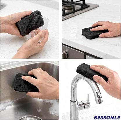 8 Pack Silicone Scrubbing Sponges, Heavy-Duty, Non-Scratch Kitchen Sponges - Reusable, Odor-Free, Perfect as for Cleaning Dishes, Non-Stick, Countertops (Black)