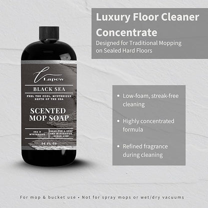 Lapew Black Sea Scented Mop Soap - Luxury Floor Cleaner Concentrate for Mopping Tile, Laminate, Vinyl & Hardwood | Streak-Free, Low-Foam | 36 oz