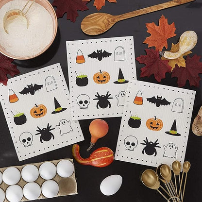 DII Swedish Dishcloths for Kitchen & Cleaning, Reusable, Machine Washable & Dishwasher Safe, Biodegradable, 7.75 x 6.75, Spooky, 3 Piece