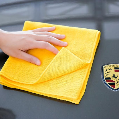 CARCAREZ Premium Microfiber Detailing Towels, 340 GSM Lint Free Car Buffing Waxing Polishing Drying Towels (6, Yellow, 16x16 Inch)