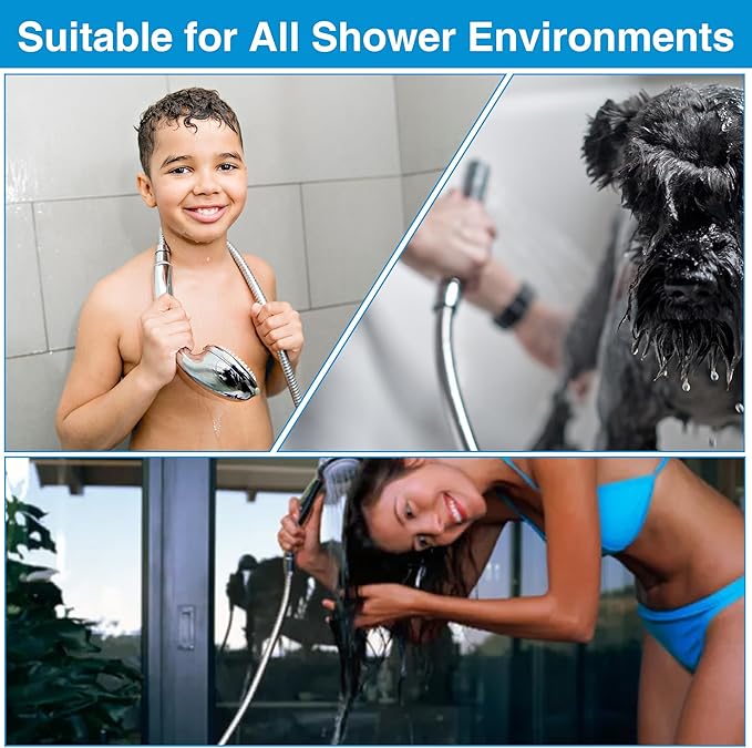 Dreyoo 1 Pack 39 Inch Shower Hose with Shower Extension Connector, Extra Long Handheld Head Hose with Brass Insert and Nut, 1/2 to 1/2 Extender, Stainless Steel