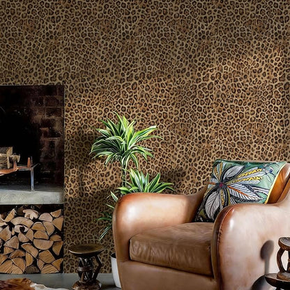 JiffDiff Upgrade Leopard Print Peel and Stick Wallpaper, 17.3" x 1200" Waterproof Removable Self Adhesive Wallpaper, Unique Funky Cheetah Contact Paper for Bedroom, Bathroom, Decor