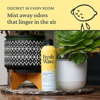 Fresh Wave Lemon Odor Eliminator Spray & Air Freshener, 8 oz. | Non-Aerosol, Fine Mist | Odor Absorbers | Safer Odor Relief | Natural Plant-Based Odor Eliminator | For Furniture, Fabrics & Trash
