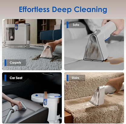 WURESE Portable Upholstery and Carpet Cleaner Machine, 15Kpa Spot Cleaner Deep Cleans Pet Stains, Couch Cleaner with 3 Tools and Self-Cleaning System for Area Rugs, Furniture, Stair, Car, Teal