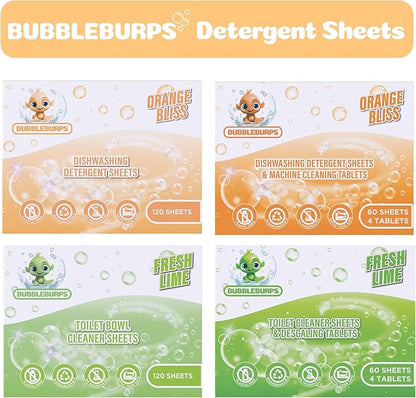 Dishwasher Detergent Sheets & Dishwasher Cleaner Tablets, Concentrated Dish Washing Liquid, Dishwasher Cleaner & Deodorizer, 60 Sheets & 4 Tablets, Septic Safe, Dishwasher or Sink