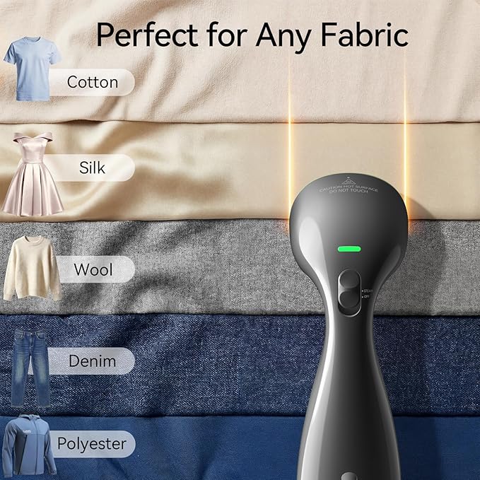 HiLIFE Steamer for Clothes, Portable Handheld Design, 240ml Big Capacity, 700W, Strong Penetrating Steam, Removes Wrinkle, for Home, Office and Travel(ONLY FOR 120V) (Midnight Grey)
